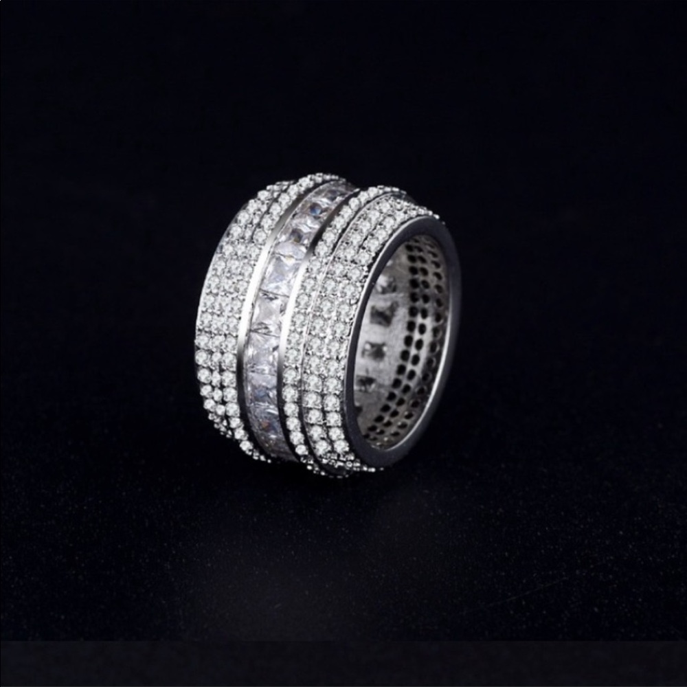 BAND 925 STERLING SILVER DIAMOND RING - Picture 4 of 4